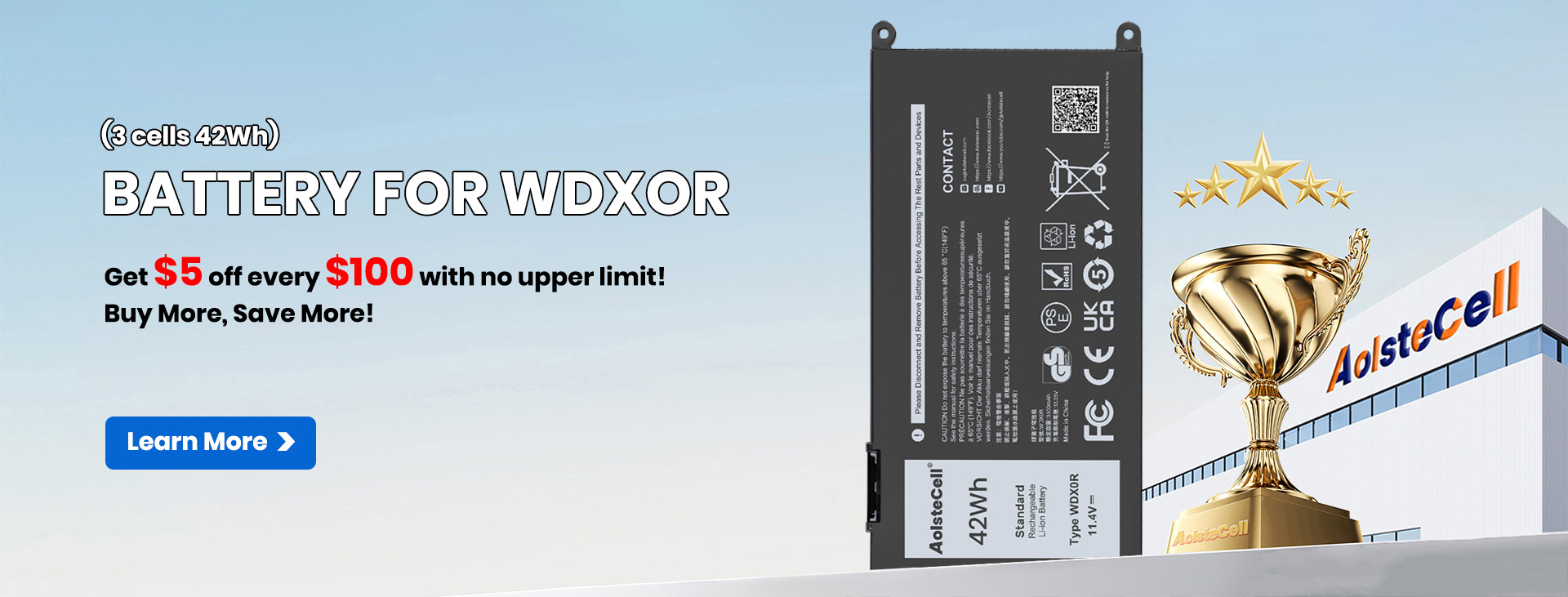 Battery for Dell WDXOR